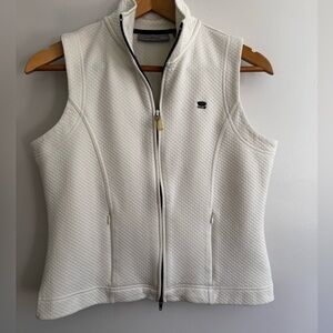 Oleg Cassini White Vest Size PM Dual Zipper With Pockets